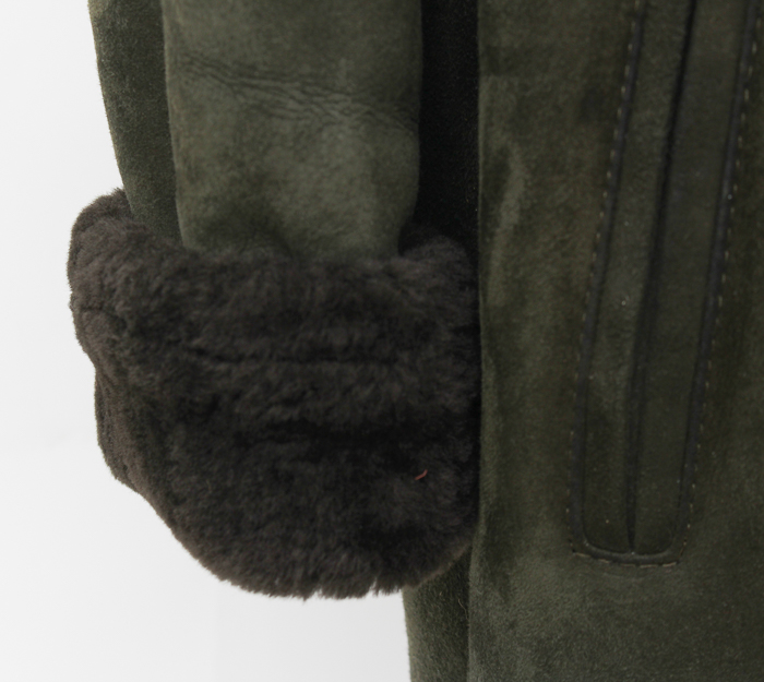 Deri Laray Lambskin Coat with Shearling Lining and Trim