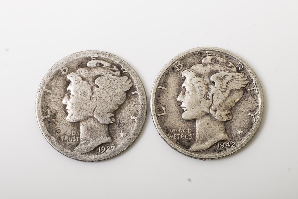 Liberty Head Nickels, Silver Quarter Dollars and Mercury Dimes
