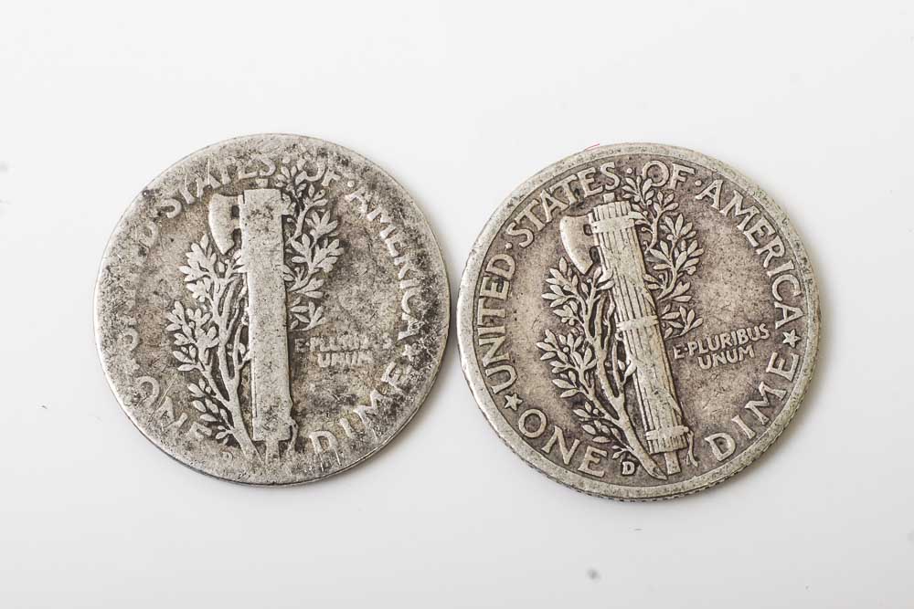 Liberty Head Nickels, Silver Quarter Dollars and Mercury Dimes