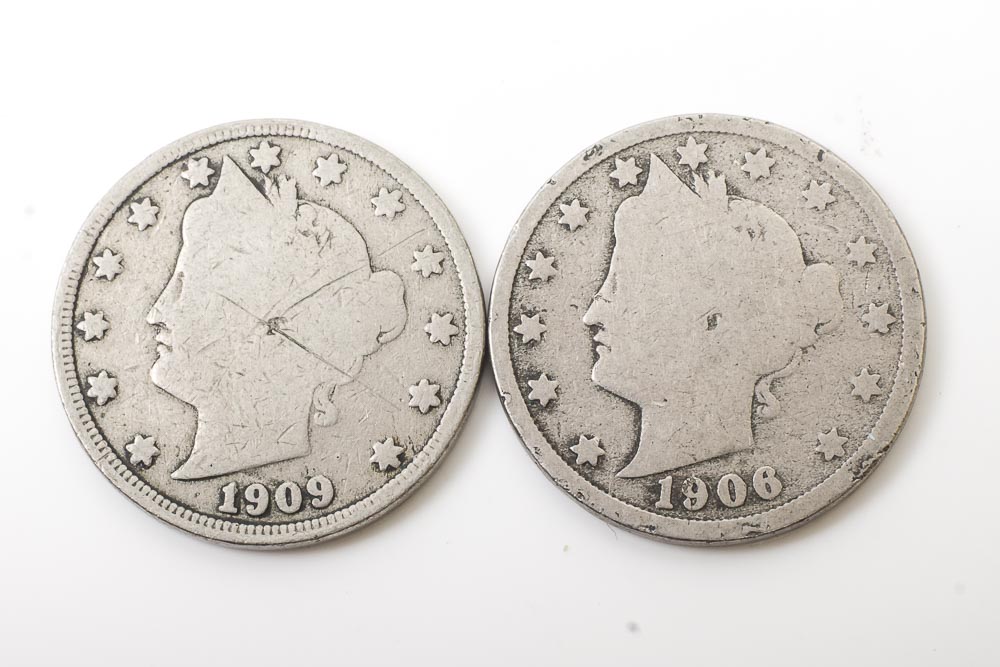 Liberty Head Nickels, Silver Quarter Dollars and Mercury Dimes