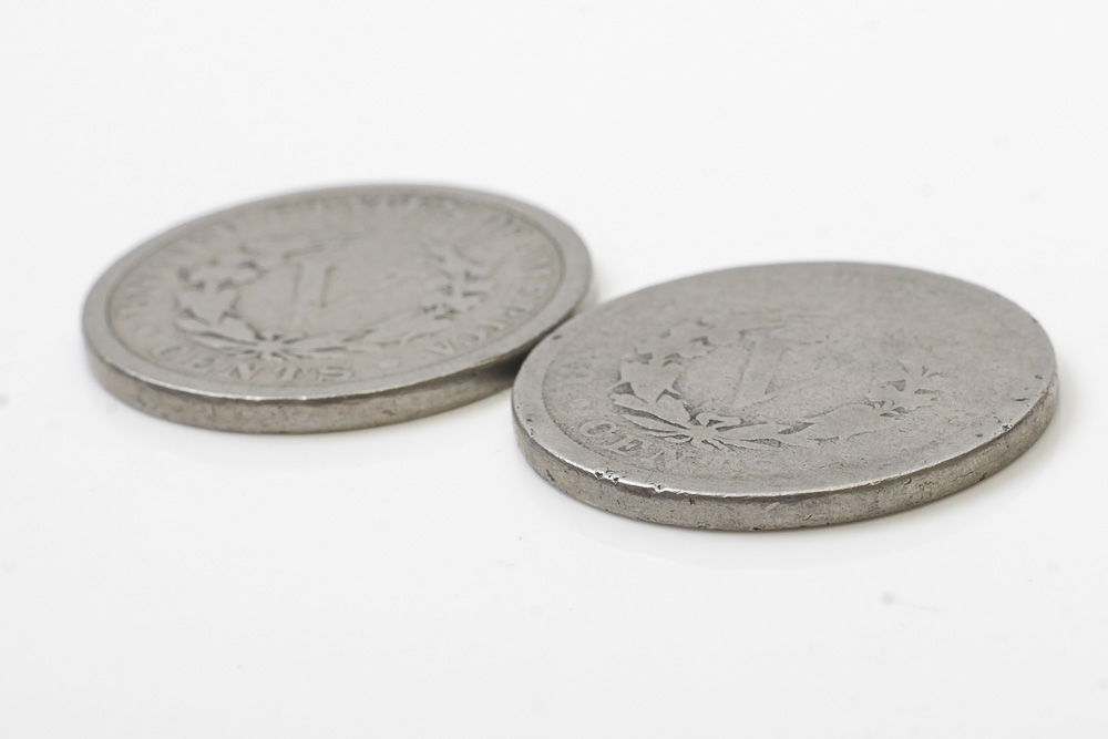 Liberty Head Nickels, Silver Quarter Dollars and Mercury Dimes