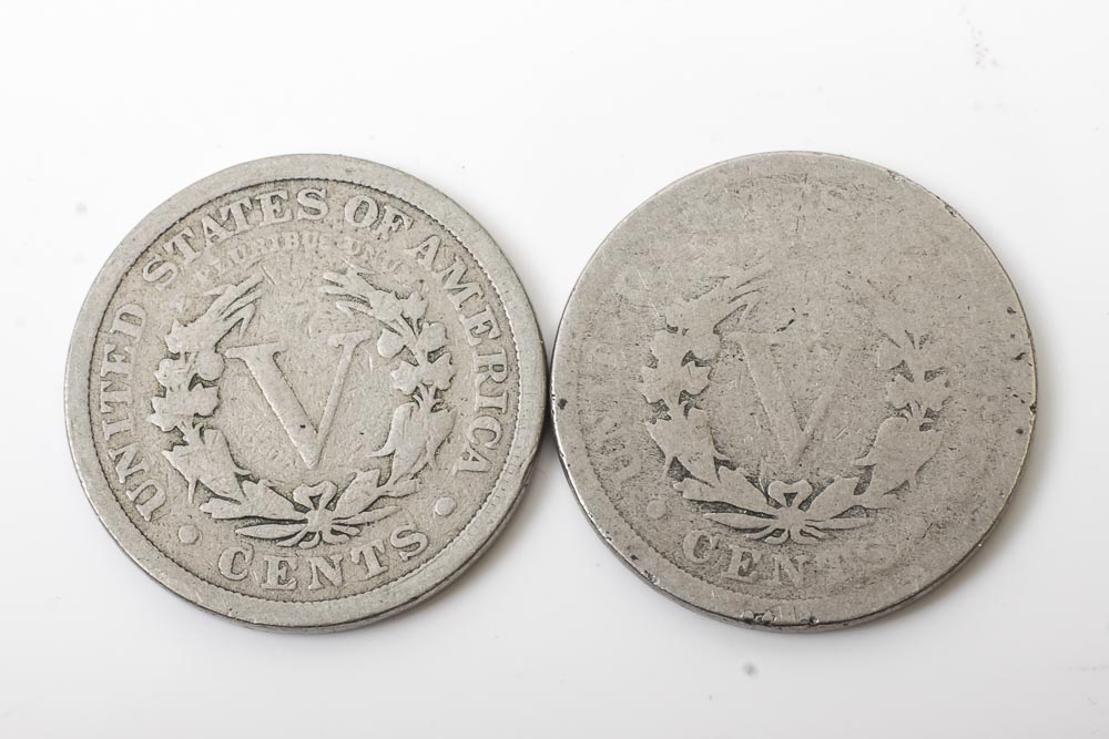 Liberty Head Nickels, Silver Quarter Dollars and Mercury Dimes