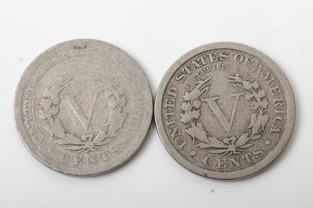Liberty Head Nickels, Silver Quarter Dollars and Mercury Dimes