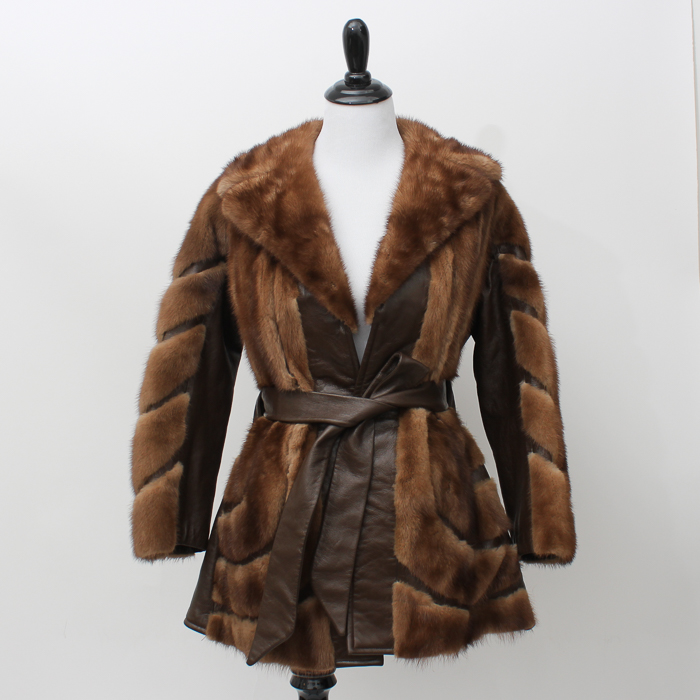 Vintage Leather and Mink Fur Coat