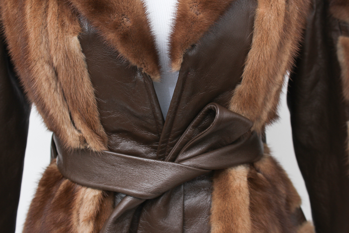 Vintage Leather and Mink Fur Coat