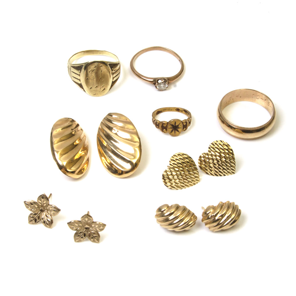 Variety of Yellow Gold Jewelry