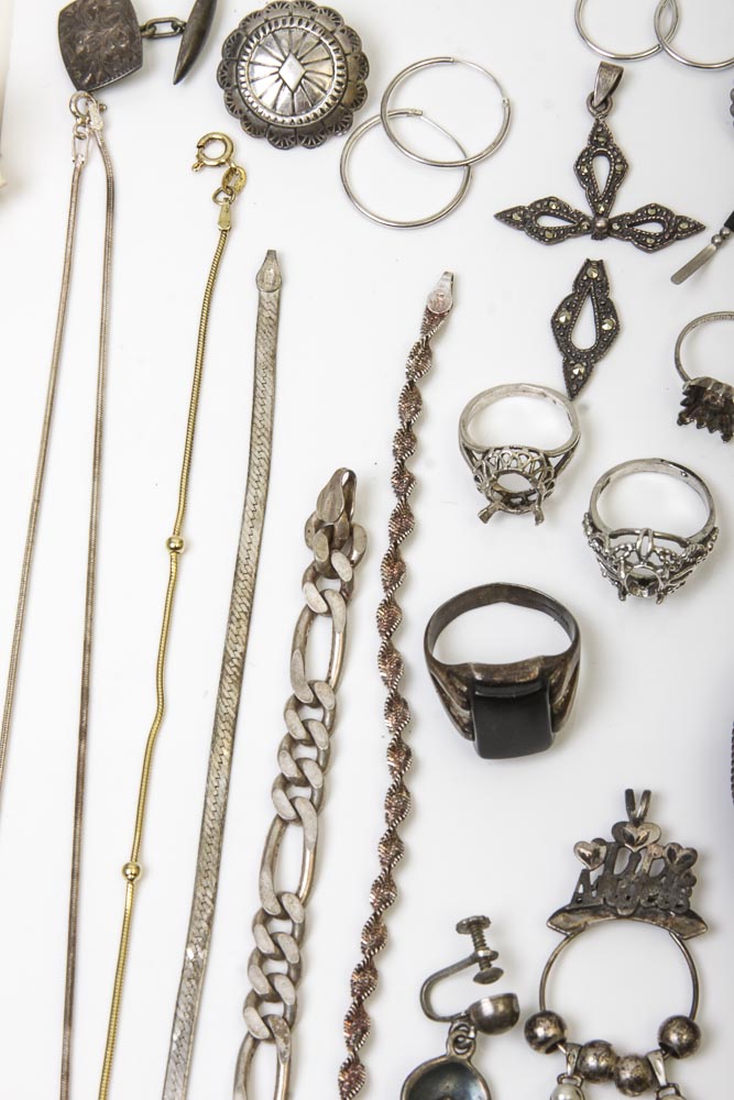 Large Variety of Sterling Silver Jewelry Scrap