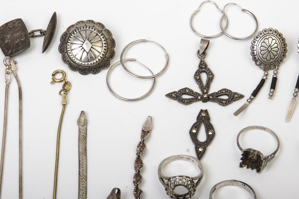 Large Variety of Sterling Silver Jewelry Scrap