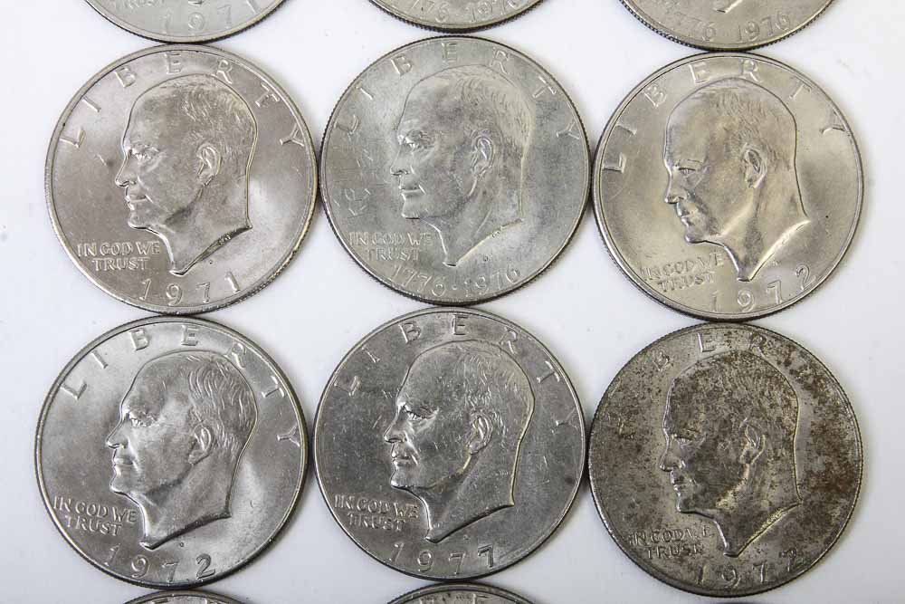 Eisenhower Dollar and Kennedy Half Dollar Coins