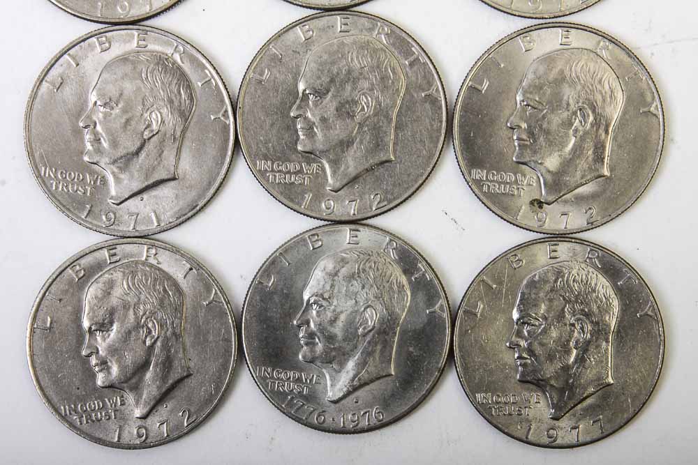 Eisenhower Dollar and Kennedy Half Dollar Coins
