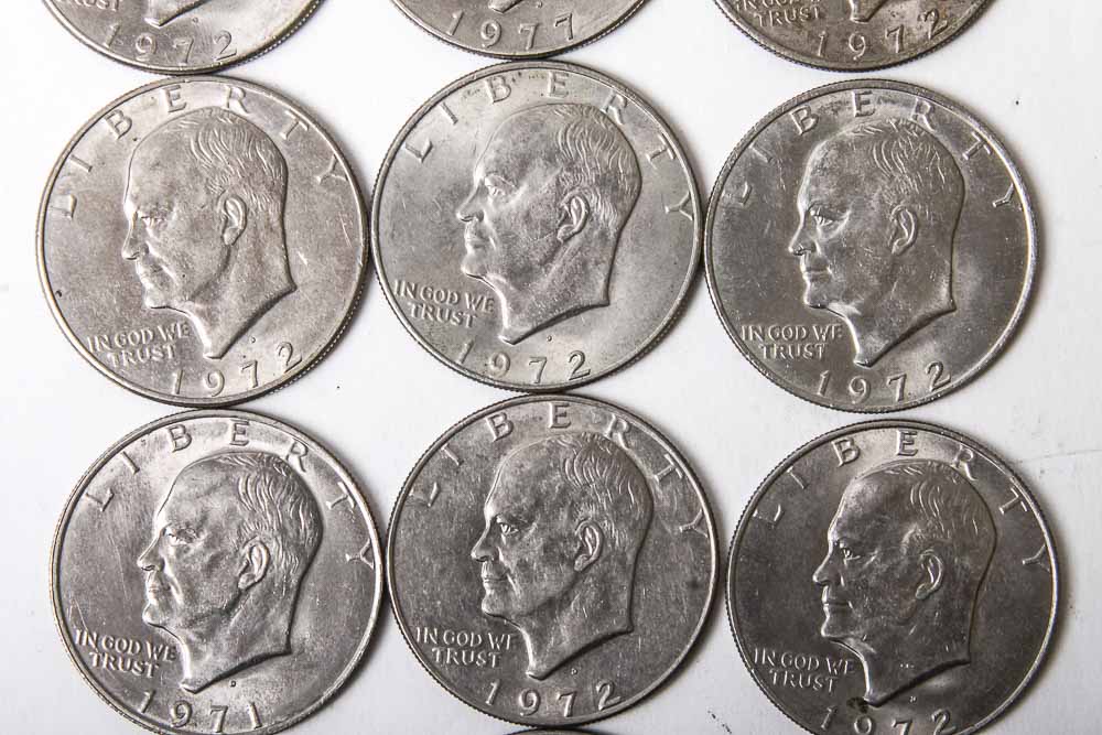 Eisenhower Dollar and Kennedy Half Dollar Coins
