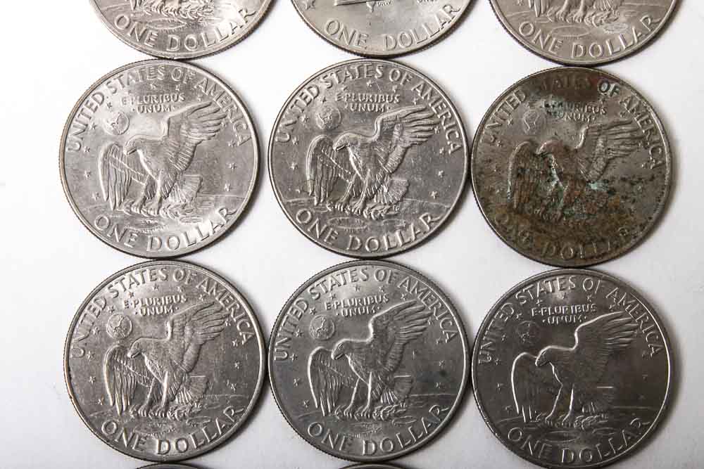 Eisenhower Dollar and Kennedy Half Dollar Coins