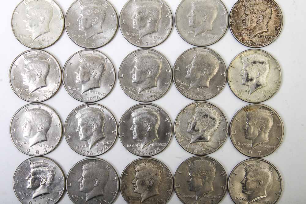 Eisenhower Dollar and Kennedy Half Dollar Coins