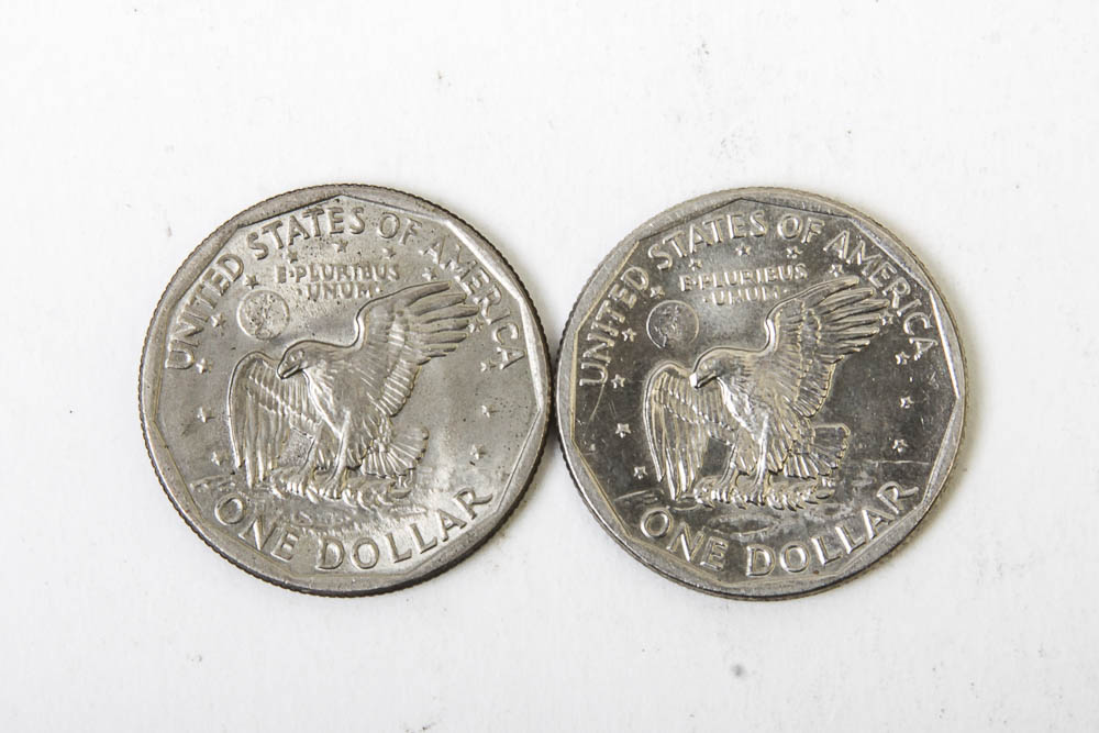 Eisenhower Dollar and Kennedy Half Dollar Coins