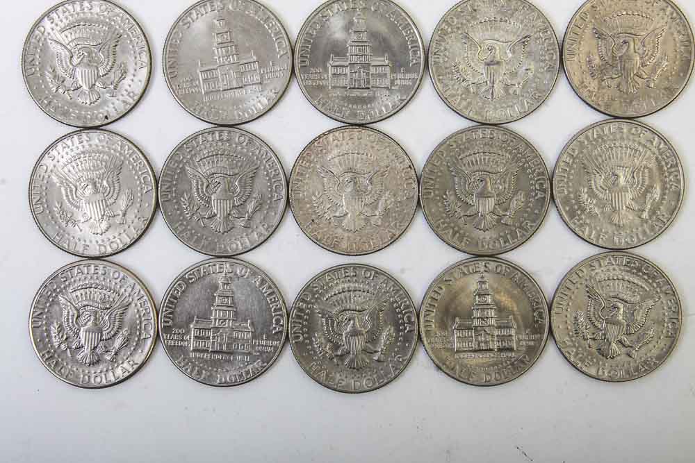 Eisenhower Dollar and Kennedy Half Dollar Coins