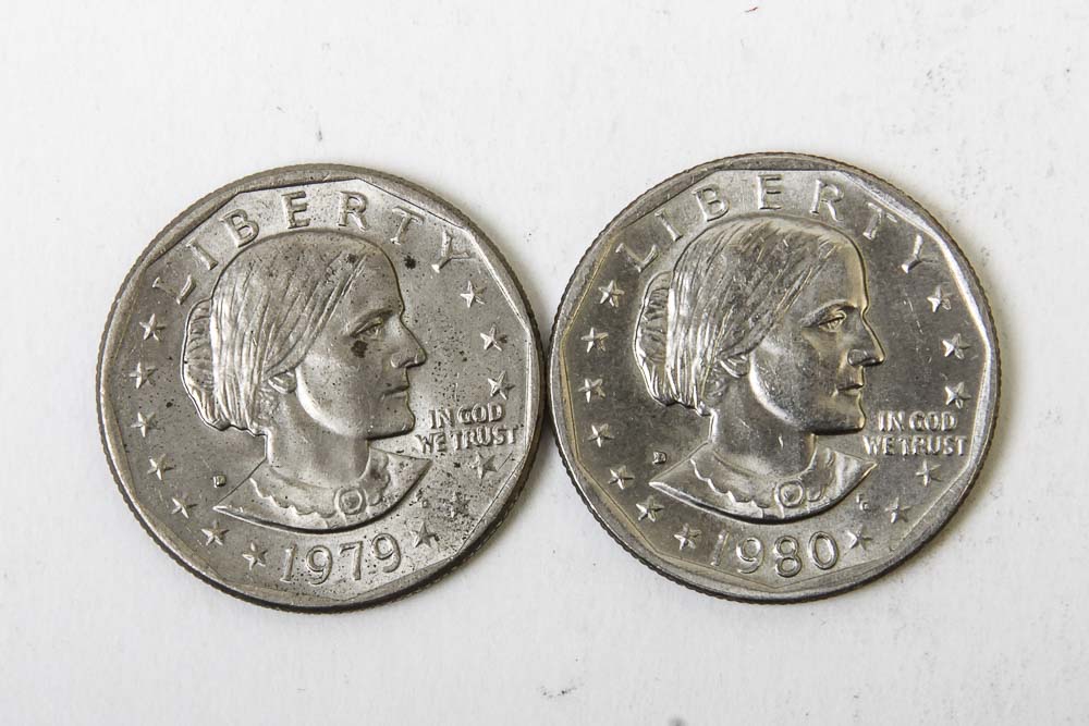Eisenhower Dollar and Kennedy Half Dollar Coins