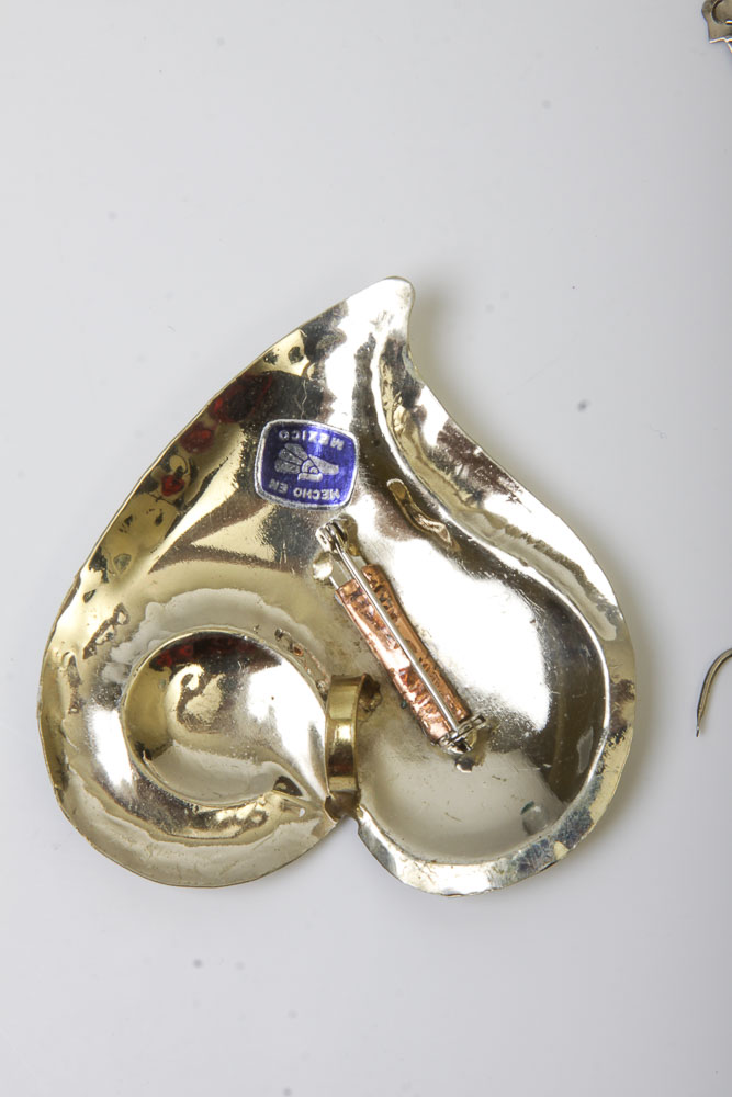 Variety of Mexican Silver-Tone Jewelry and Tableware