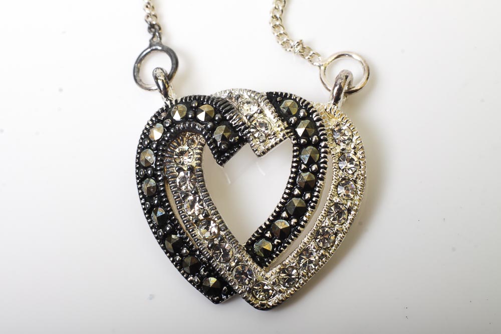 Group of Sterling Silver Heart Necklaces