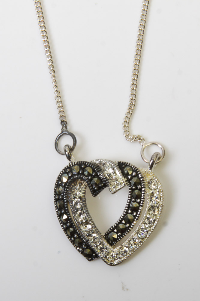 Group of Sterling Silver Heart Necklaces