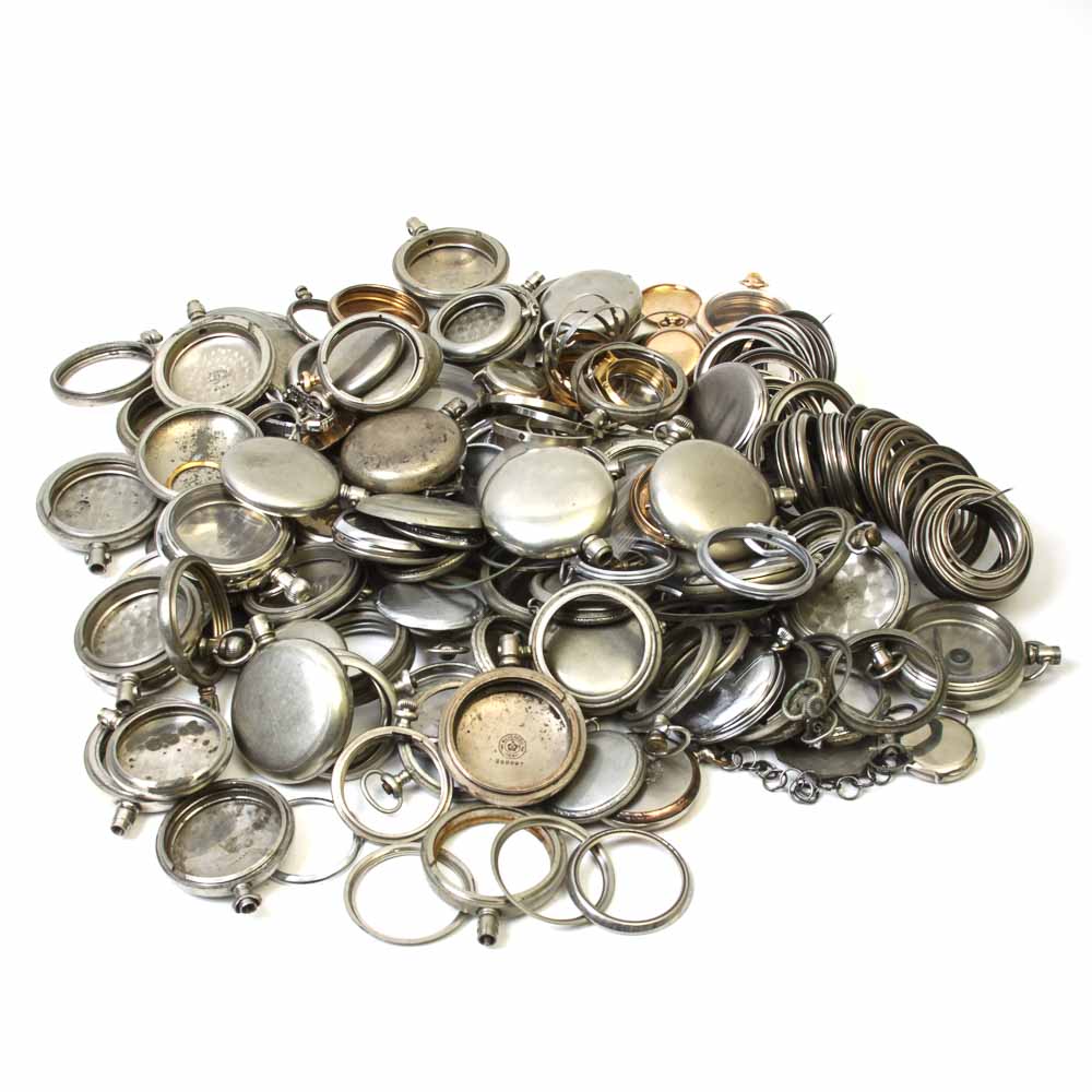 Extensive Collection of Pocket Watch Cases and Parts