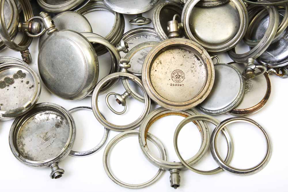 Extensive Collection of Pocket Watch Cases and Parts