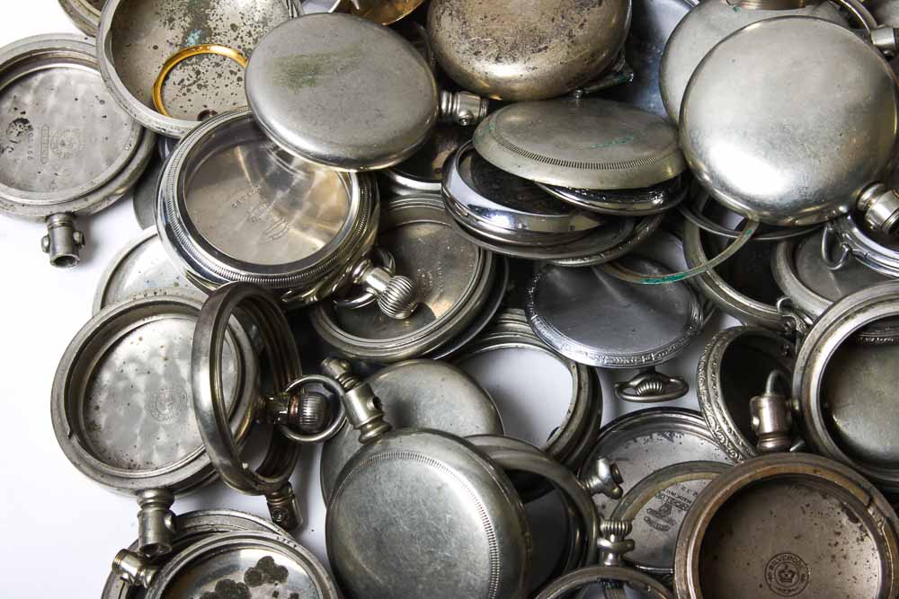 Extensive Collection of Pocket Watch Cases and Parts