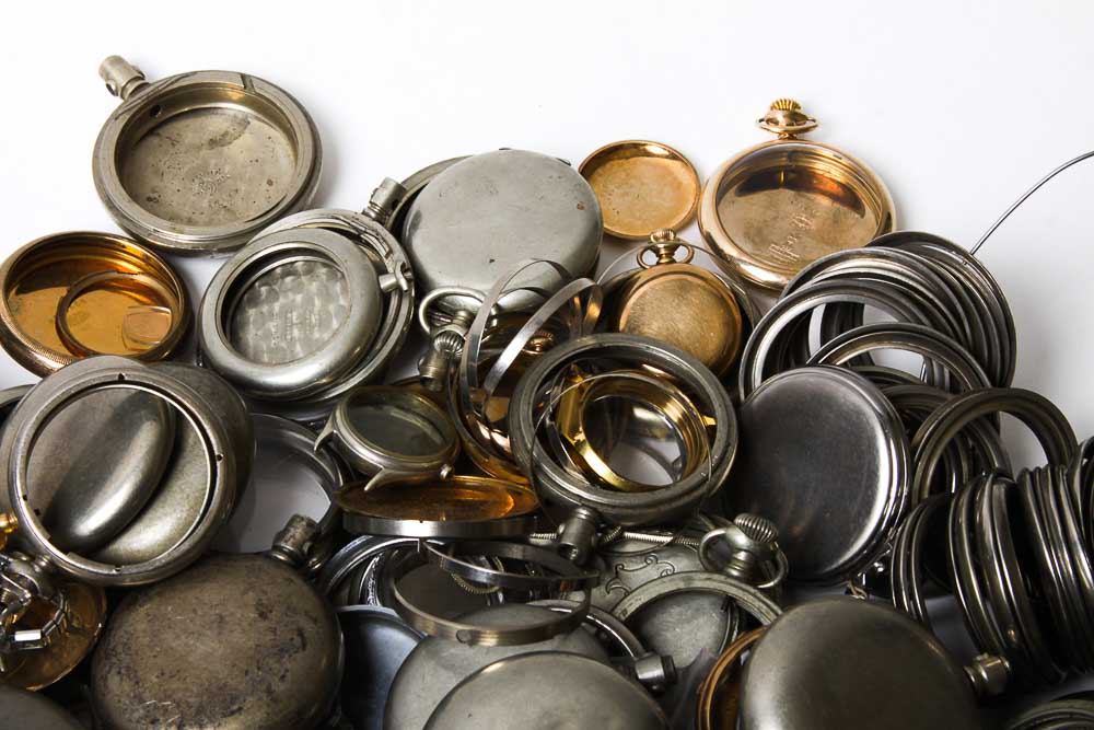 Extensive Collection of Pocket Watch Cases and Parts