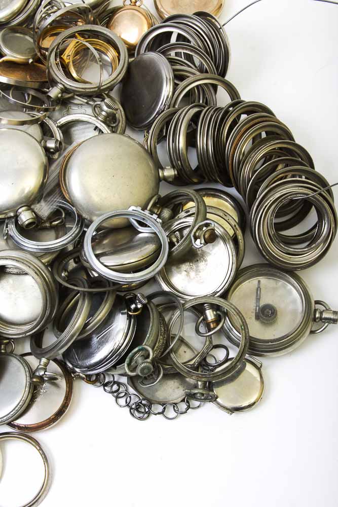 Extensive Collection of Pocket Watch Cases and Parts