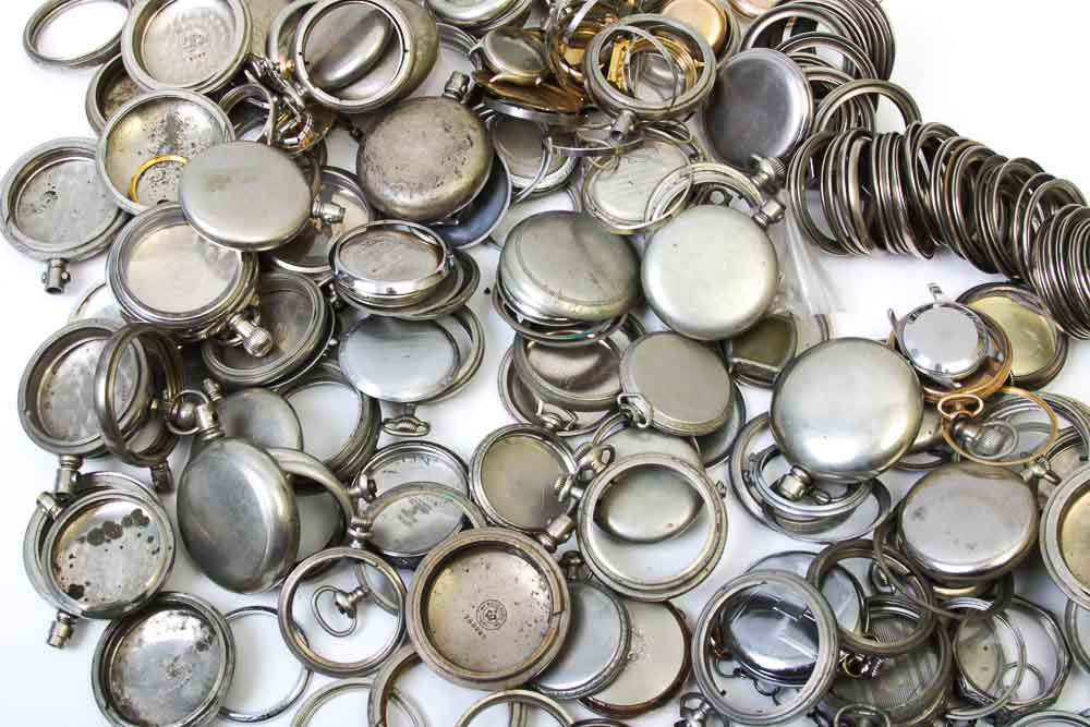 Extensive Collection of Pocket Watch Cases and Parts