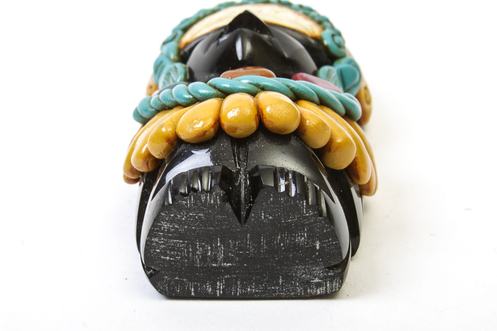 Carved Onyx Statuette with Stone and Polymer Embellishments