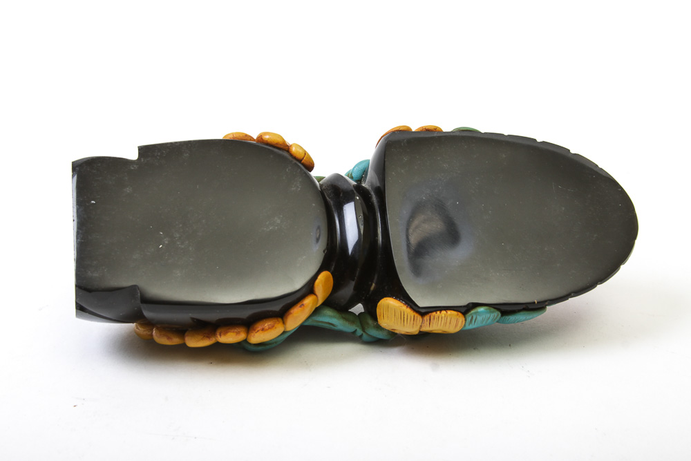 Carved Onyx Statuette with Stone and Polymer Embellishments