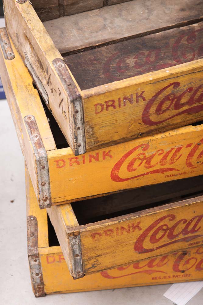 Collection of Vintage Coca-Cola Wooden Crates