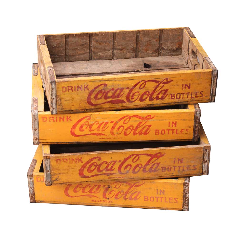 Collection of Vintage Coca-Cola Wooden Crates