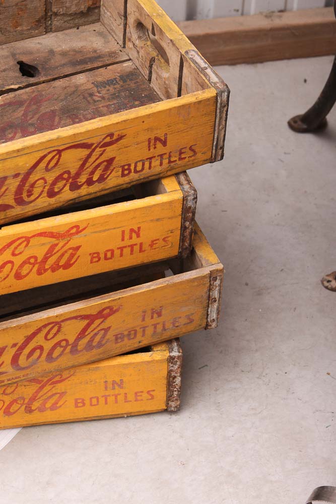 Collection of Vintage Coca-Cola Wooden Crates