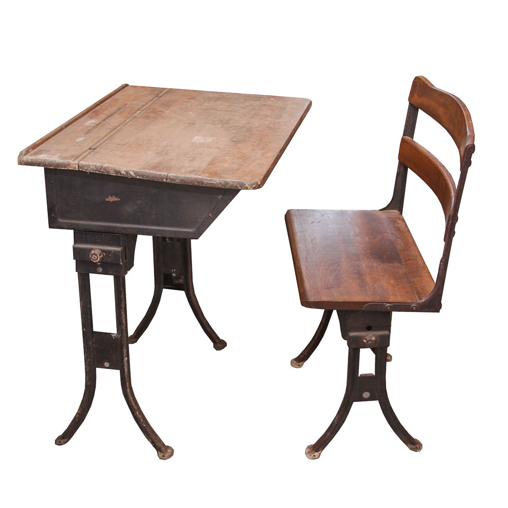 Vintage School House Desk and Chair