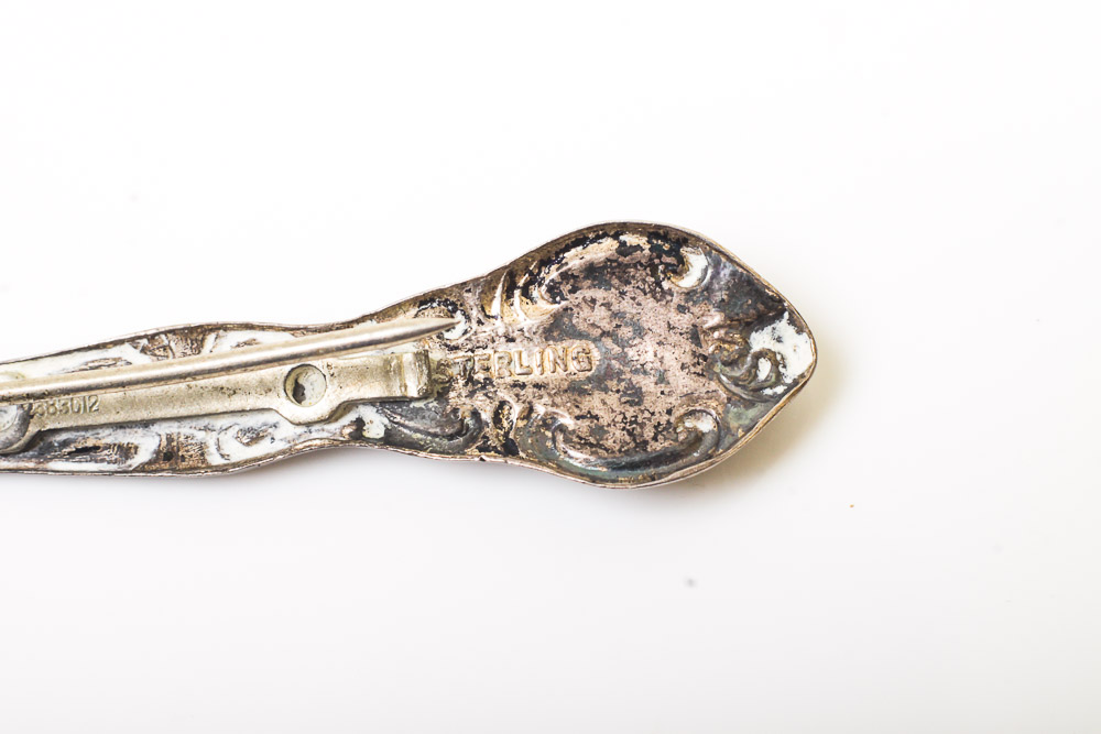 Sterling Silver Shield Brooch and Spoon Pin