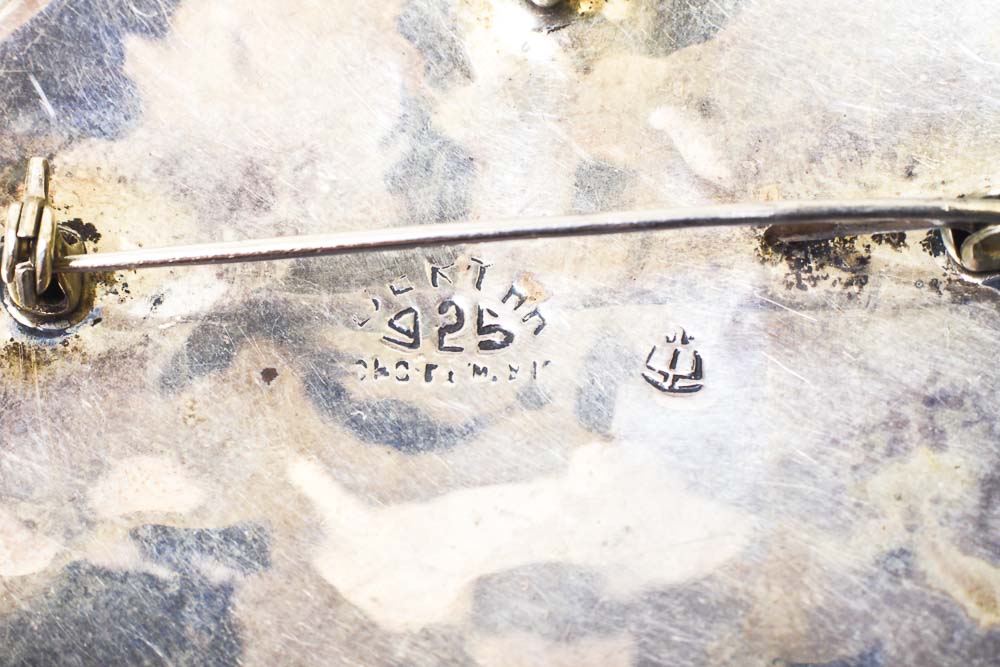 Sterling Silver Shield Brooch and Spoon Pin