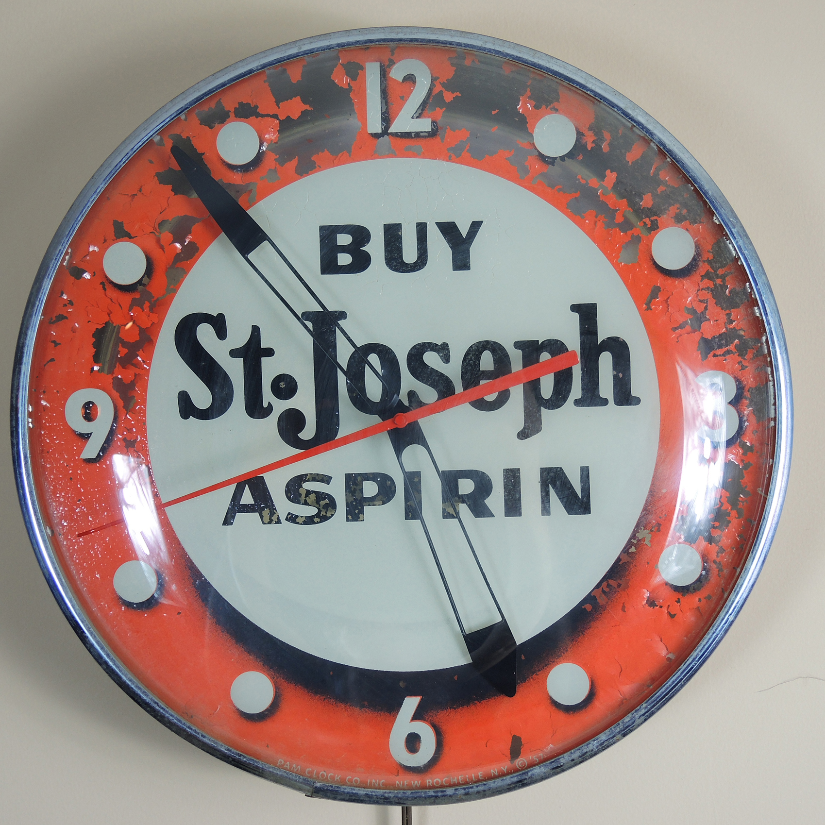 Vintage Lighted St. Joseph Aspirin Advertising Clock