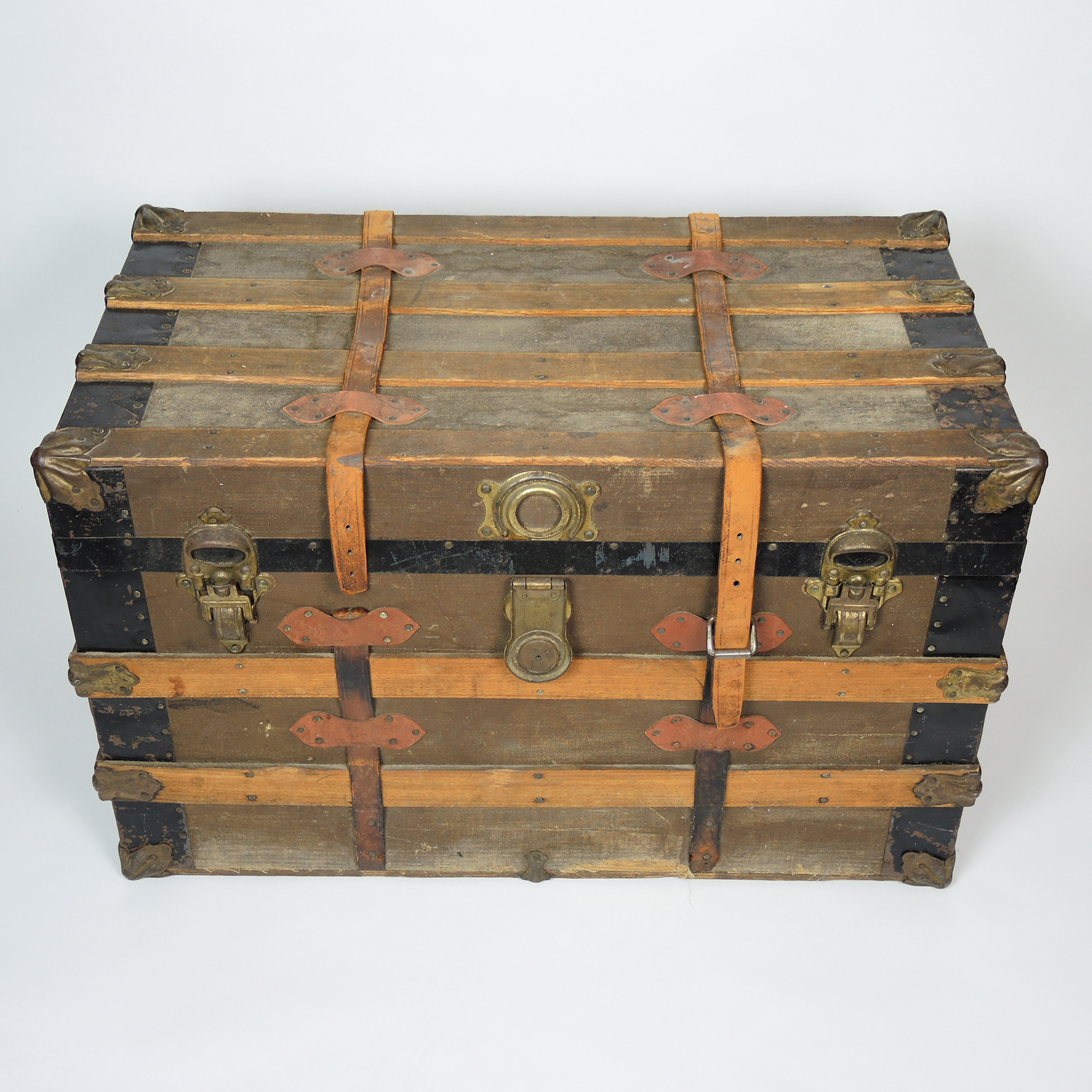 Vintage Steamer Trunk with Leather Straps