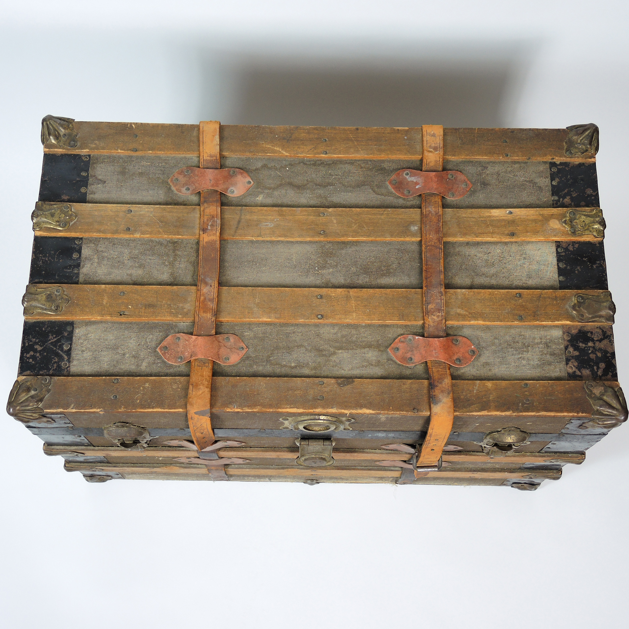 Vintage Steamer Trunk with Leather Straps