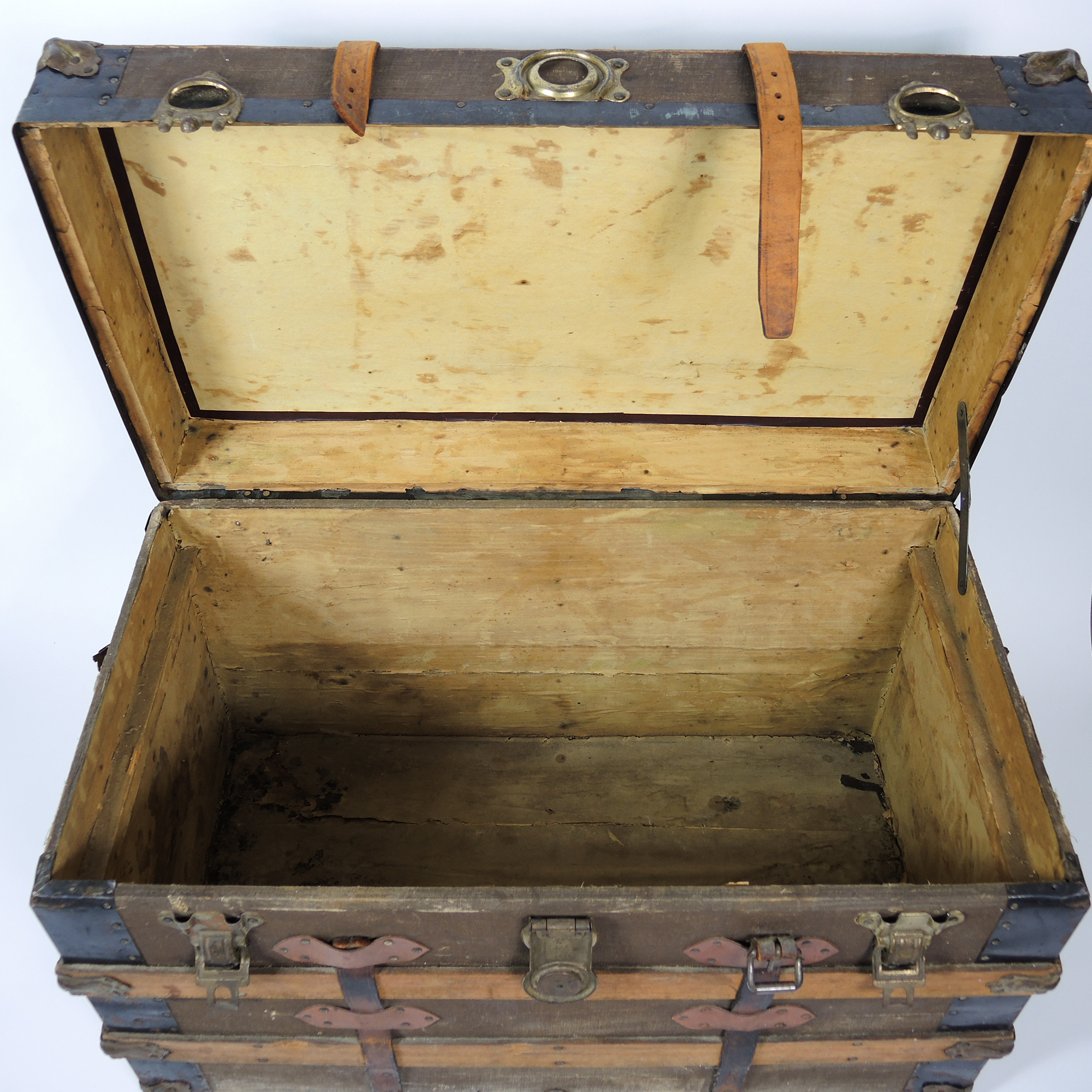 Vintage Steamer Trunk with Leather Straps