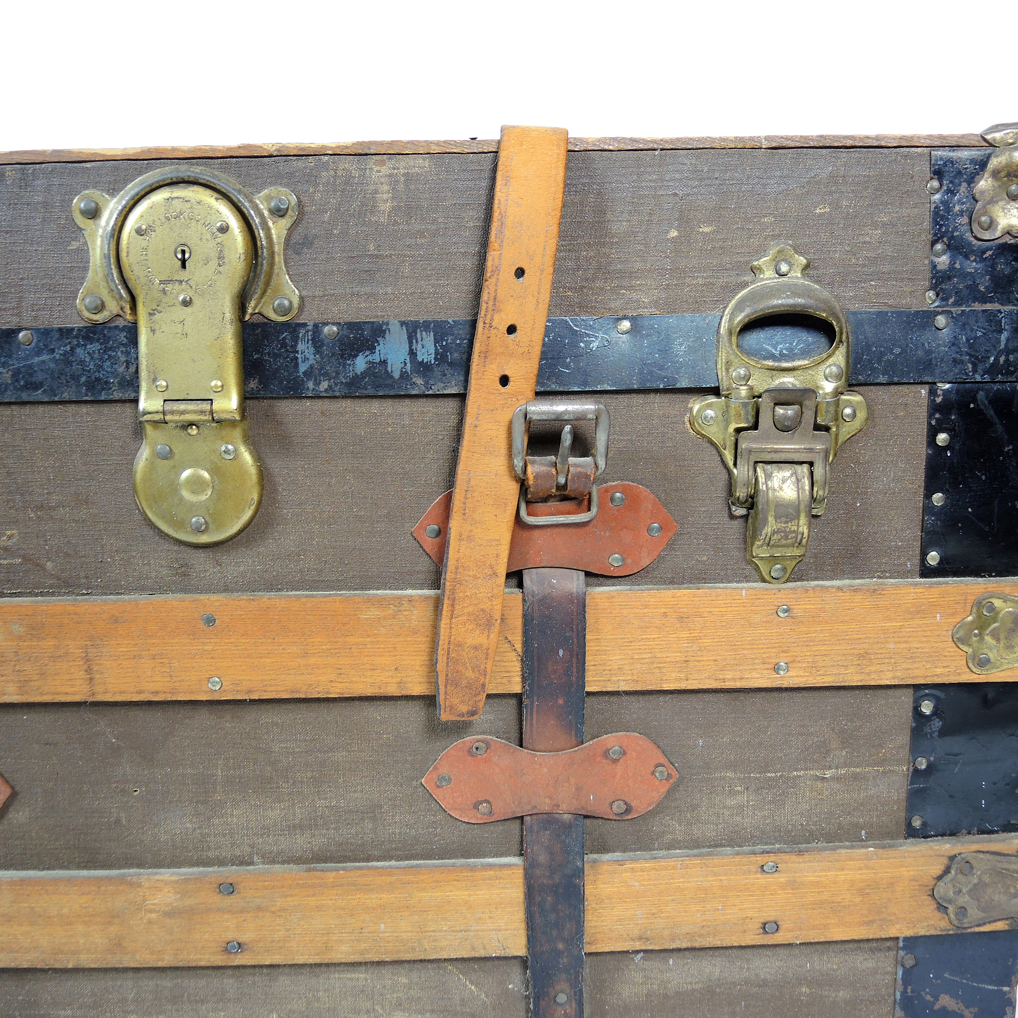 Vintage Steamer Trunk with Leather Straps