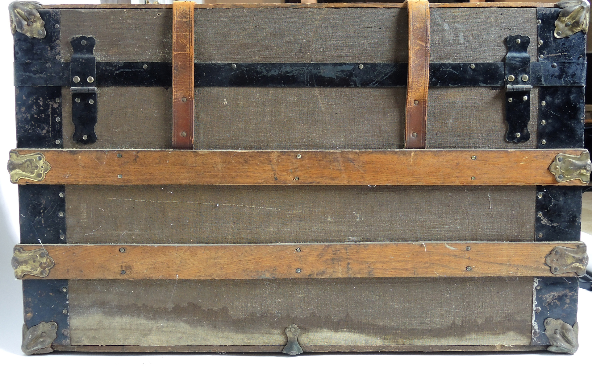 Vintage Steamer Trunk with Leather Straps