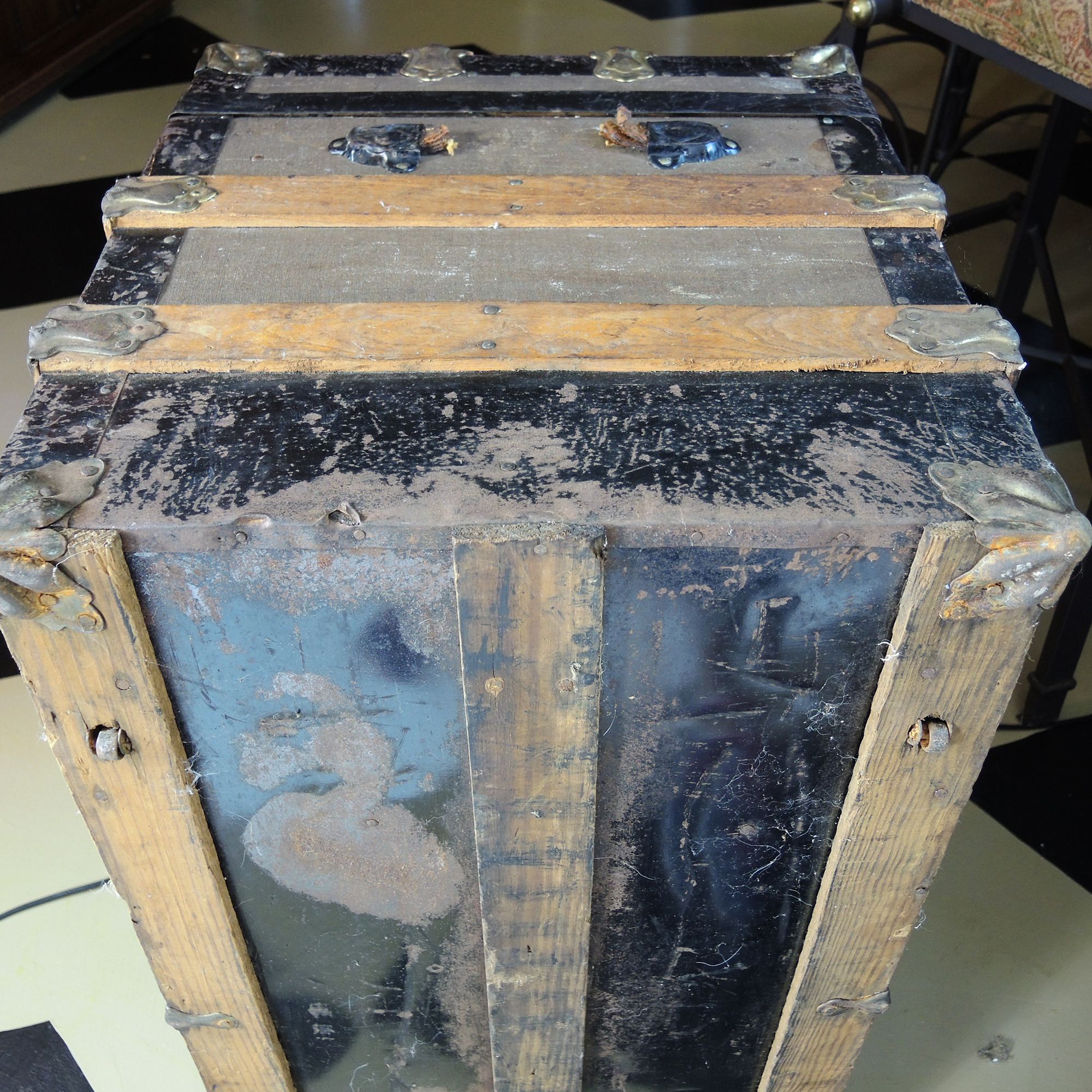 Vintage Steamer Trunk with Leather Straps