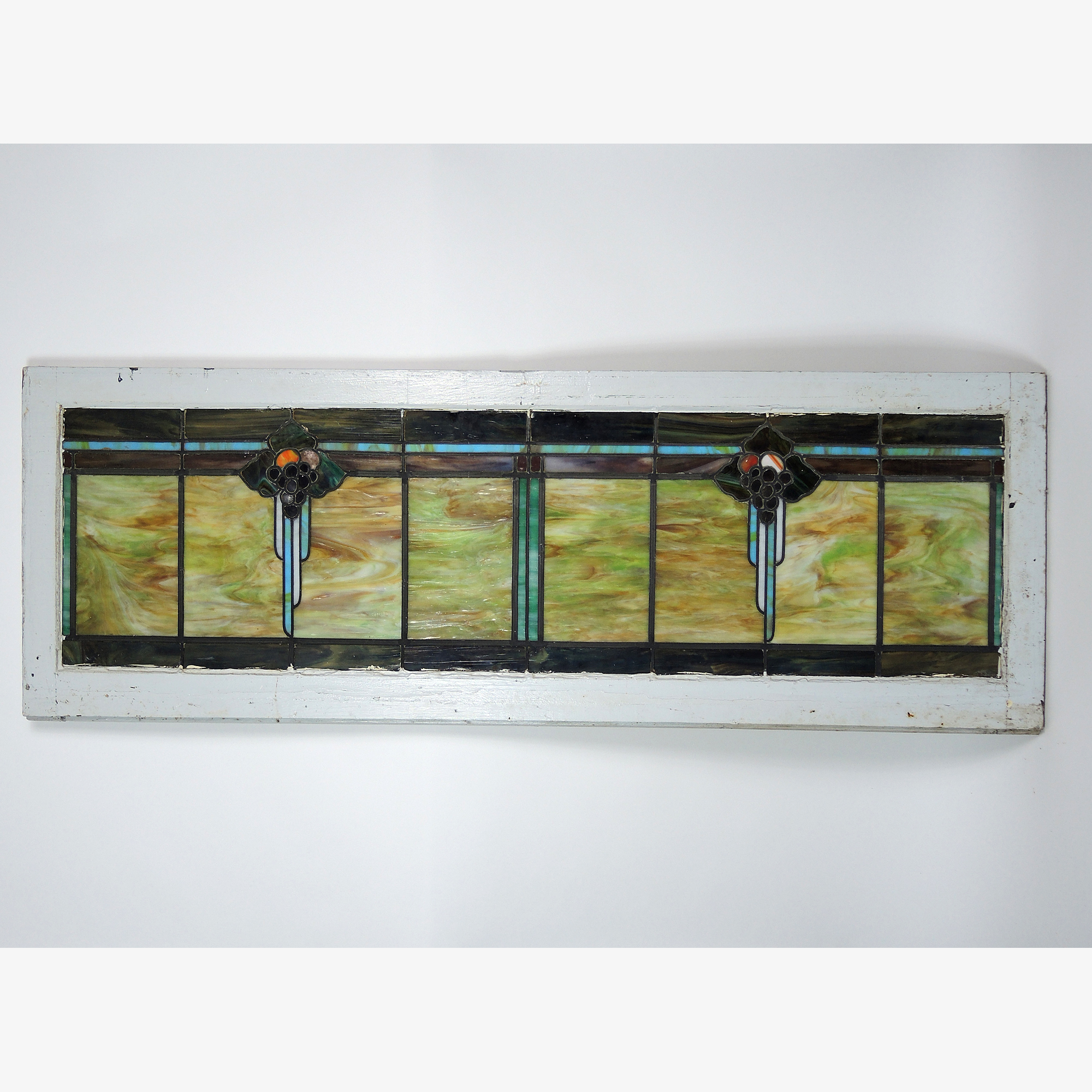 Stained Glass Window Pane with White Frame