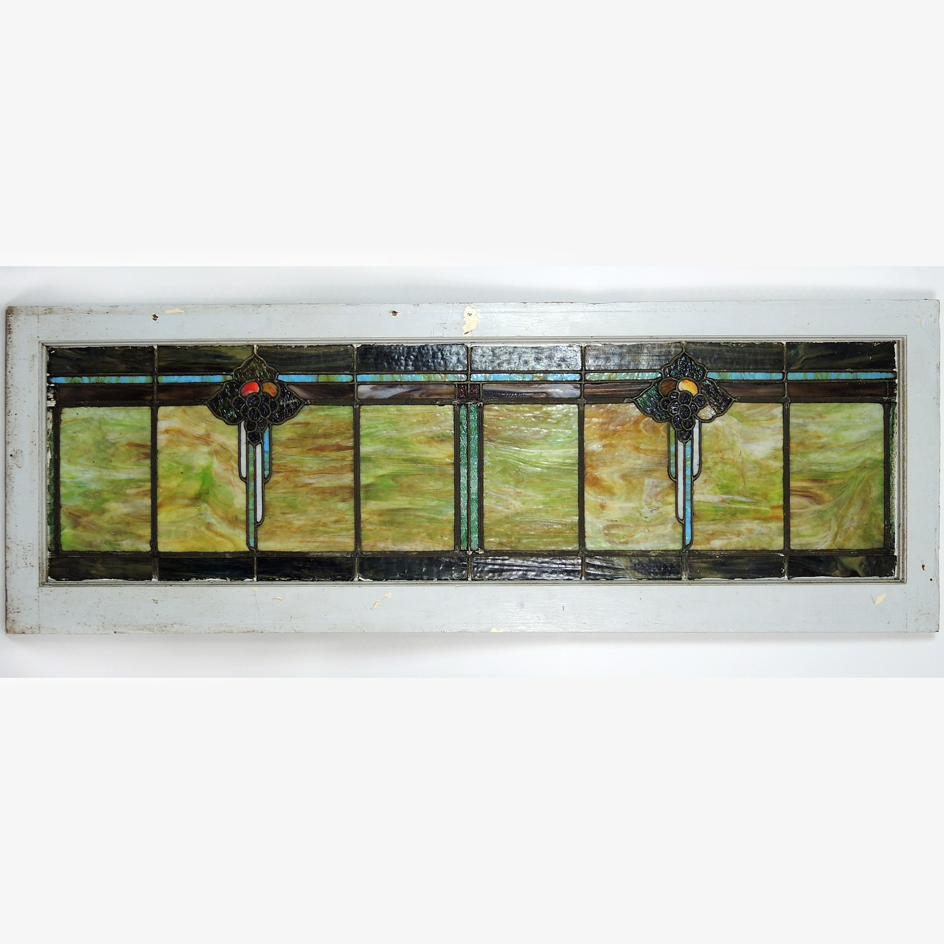 Stained Glass Window Pane with White Frame
