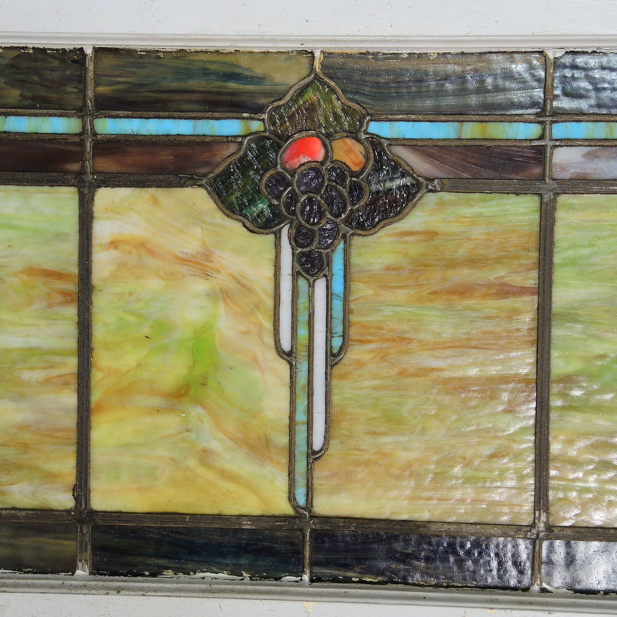 Stained Glass Window Pane with White Frame