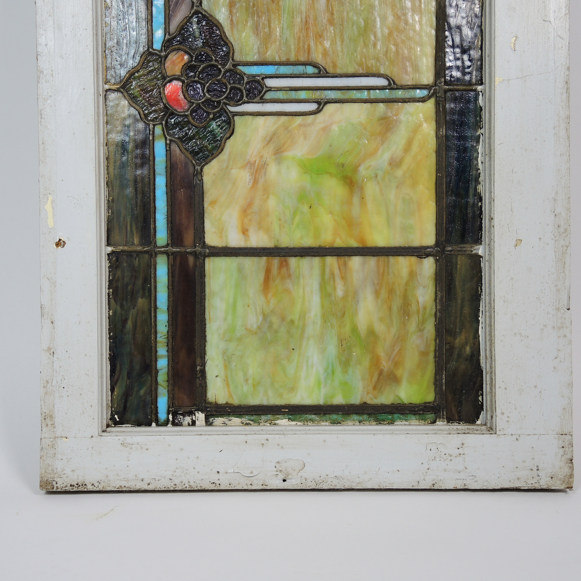 Stained Glass Window Pane with White Frame