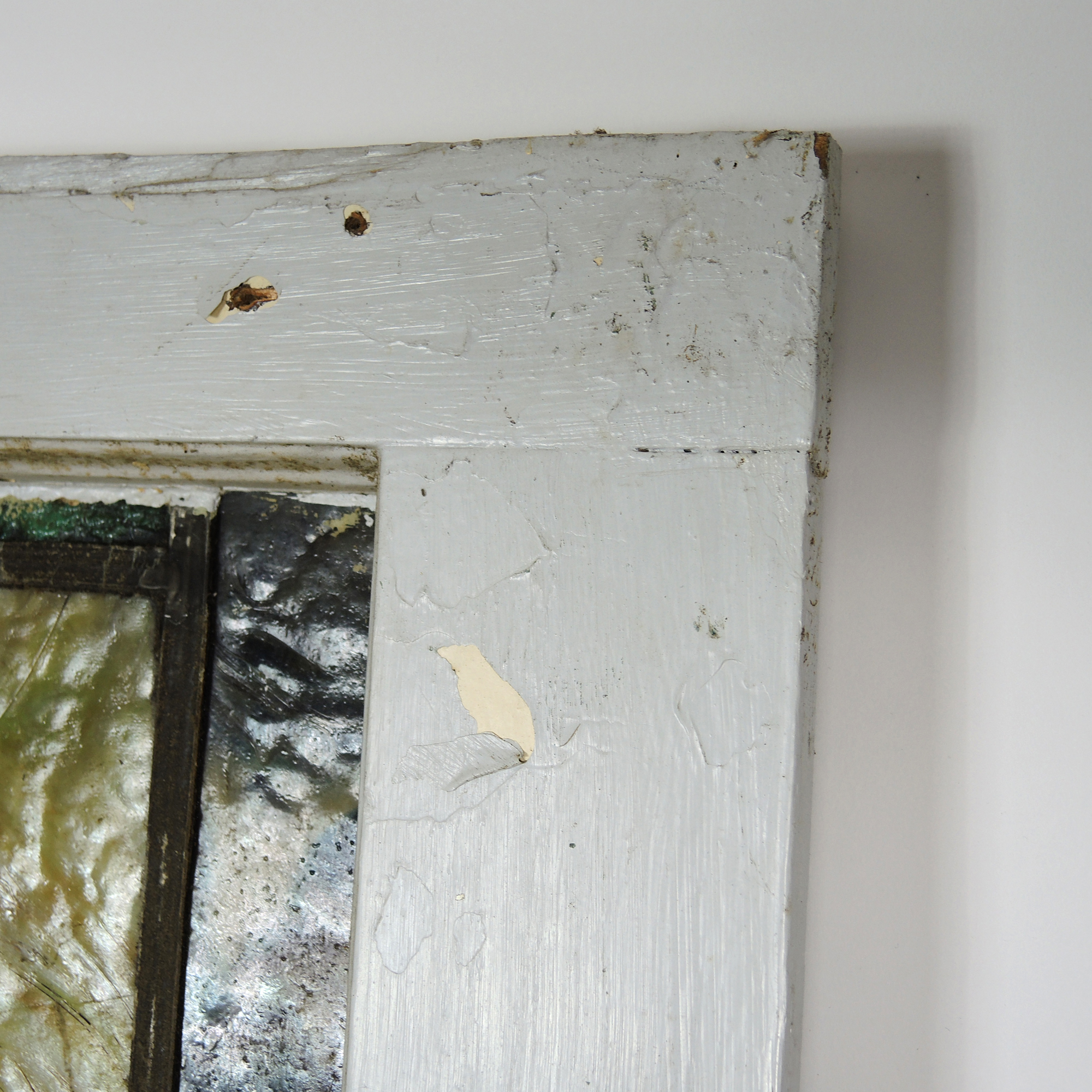 Stained Glass Window Pane with White Frame