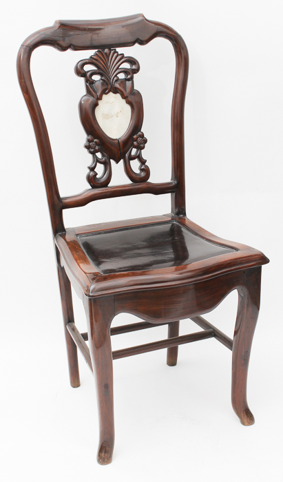 Asian Carved Hardwood Side Chair in the Queen Anne Taste